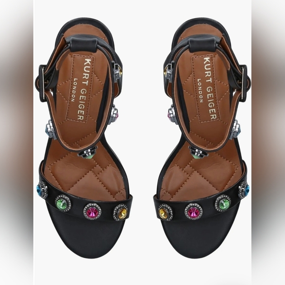 Kurt Geiger Black Sandals with Multicolor Embellishments - Picture 1 of 10